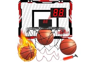 Indoor Mini Basketball Hoop - Over The Door Set for Kids, Automatic Scoring with 3 Balls, for Bedroom/Playroom/Dorm/Travel/Cl