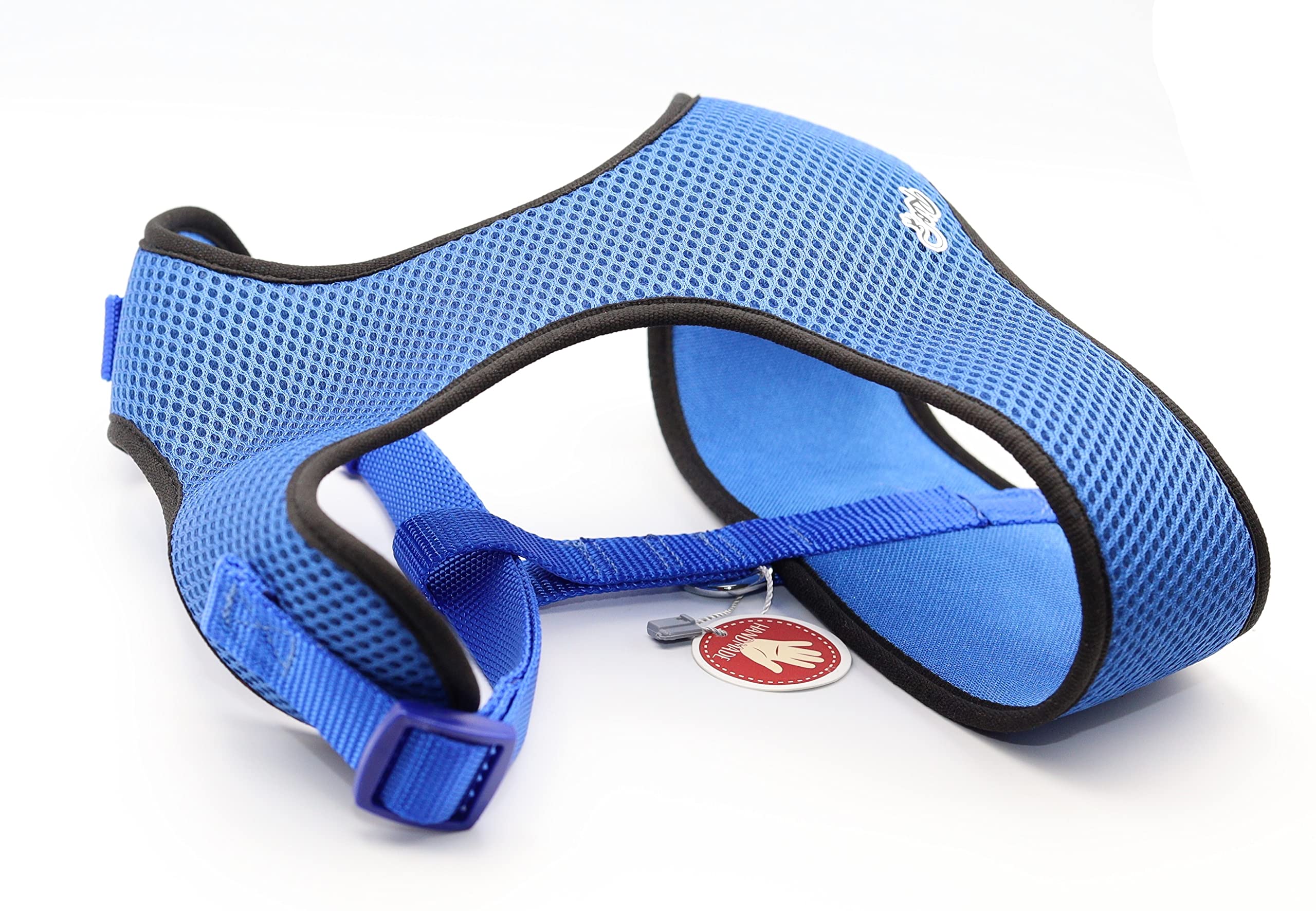 RIO Airy Webbing Puppy Harness, Breathable Mesh Fabric, No Pull Dog Harness, Adjustable, Washable (Blue, Width 1,5cm, Length 25-35cm)