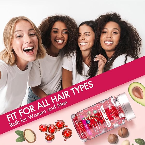MISICH HAIR SERUM FOR FRIZZY & DRY HAIR, HAIR TREATMENT OIL FOR DAMAGED HAIR, HAIR VITAMIN OIL CAPSULES WITH ARGAN, AVOCADO, MOROCCAN OIL, ANTI FRIZZ LEAVE IN CONDITIONER WITH VITAMIN A, C, E & B5
