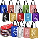 Sweetude 40 Pcs Christian Gift Bag Bulk, Reusable Non Woven Church Welcome Totes with Handles, Medium Floral Bible Verse Bags for Holiday, Easter, Sunday School, Religious Event Gifts (Multicolor)