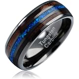 VAKKI Men's & Women's Tungsten Carbide Wedding Band With Hawaiian Koa Wood & Blue Opal Inlay - 6mm Or 8mm Width, Size 6-14 - View #9