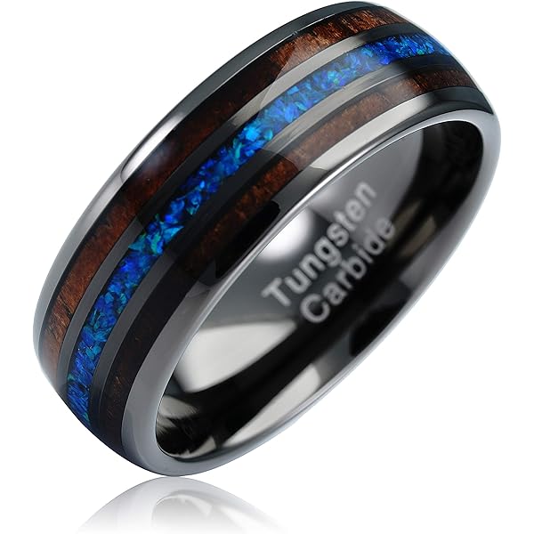 TUTISS 8mm Silver/Black Tungsten Rings For Men Women Orion