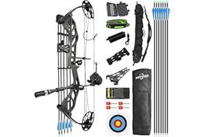 Compound Bow Kit, Made in The USA Gordon Limbs, Draw Weight 19~75 Lbs Draw Length 19~30", IBO 320FPS for RTH Archery Hunting 