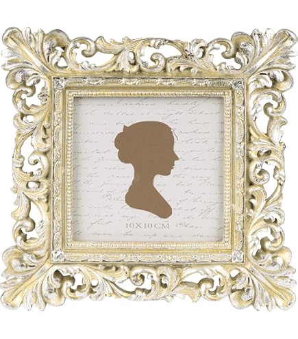 Amazon.com - Laura Ashley 4x4 White & Gold Ornate Textured Hand