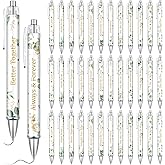 Engrowtic 36 Pcs Wedding Pens Bridal Shower Black Ballpoint Pens Retractable Bachelorette Black with Quotes for Guest Wedding Bridal Shower Favors Book Proposal Bachelor Party Gifts Office