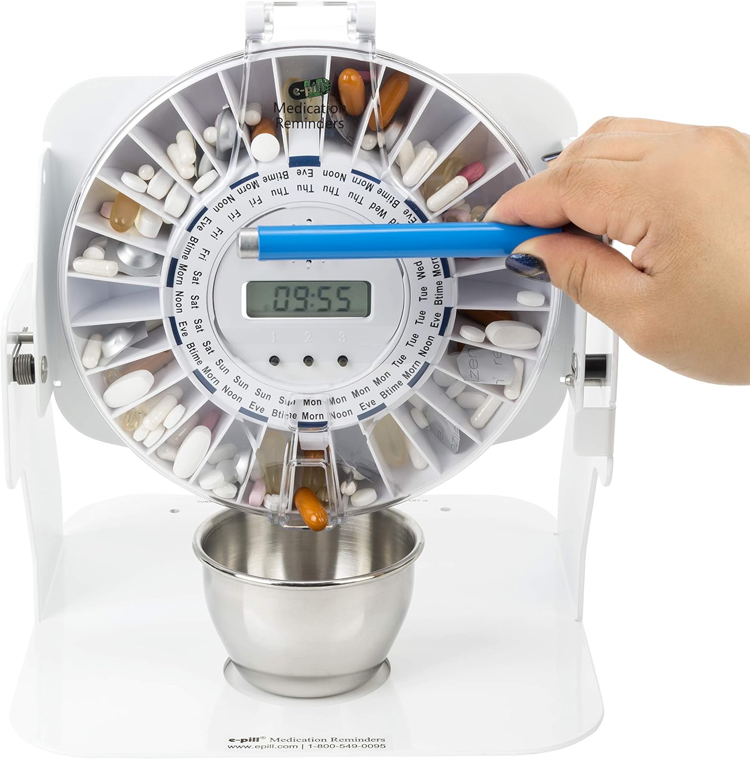 e-Pill MedTime Station – Locked Automatic Pill Dispenser with Tipper Base - Clear Lid: Health & Personal Care