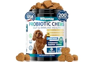 Woyamay Dog Probiotic for Dogs, 200 Soft Treats Dog Probiotics for Digestive Health & Immune System, Probiotic Chews for Dogs, Support Gut Health|Itchy Skin|Diarrhea|Gas Relief Treatment