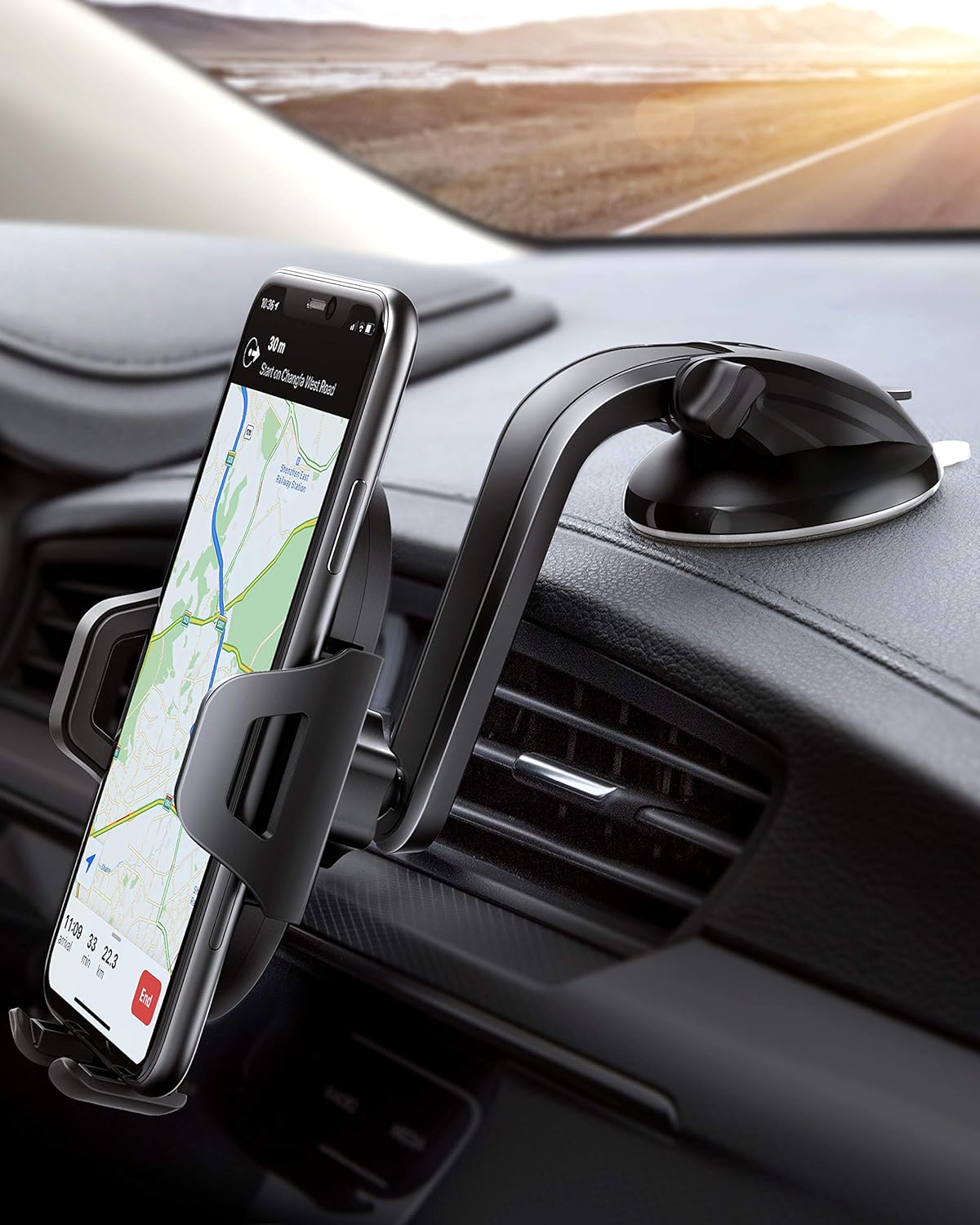 PaiTree Car Phone Mount, 360 Degree Rotation Phone Mount for Car Dashboard Car Windshield Upgrade Hands Free Phone Holder Compatible with iPhone 11 XS XR X 8 7 Galaxy S10+ S10e S9 All Smartphones