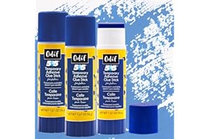 Odif 505 Temporary Adhesive Fabric Glue Stick | Fabric Glue Sticks with No Residue | Disappears After Washing | Precise Application Fabric Adhesive 1.27 oz (3), Blue