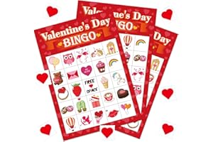 GIANTRUMP Valentines Day Bingo Game Cards - 24 Players Valentine Bingo Games School Classroom Games Valentine Party Games for Family Activity