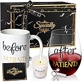 Before Patients After Patients Because Patients Gift Set 11 Oz Coffee Mug 18 Oz Wine Glass and Candle for Doctor Medical Assistant Nurse Practitioner Physical Therapists Graduation Gifts for Women