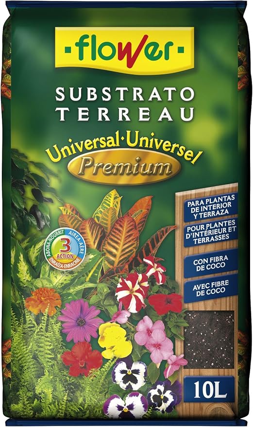 Flower Universal Premium Substrato, 10L, Marrón, 29x6x46 cm ...