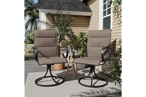 MELLCOM Patio Swivel Chairs, High Back Padded Textilene Outdoor Dining Chairs with E-Coating Metal Frame, All-Weather Outdoor