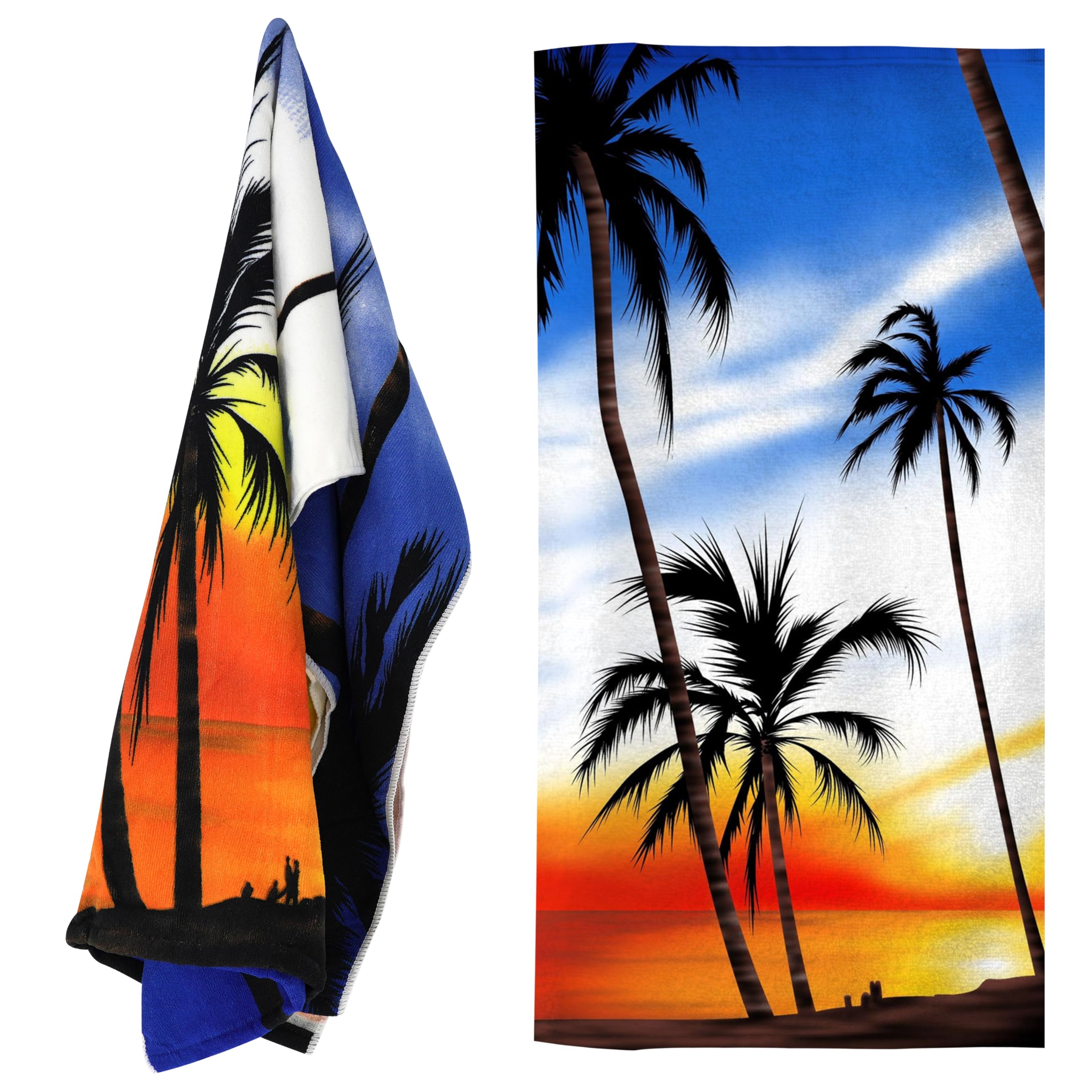 GEEZY Microfibre Beach Towel, Sunrise Design - Quick Drying, Lightweight, Sand-Free, Large & Durable, Summer Design - Beach Essentials for Travel, Holiday, Swimming, Sauna, Adults & Kids, 70x140cm