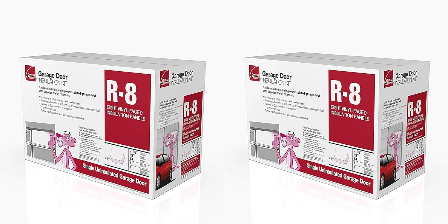 OwensCorning 500824 Garage Door Insulation Kit, Includes R8 Fiberglass Panels with White Vinyl
