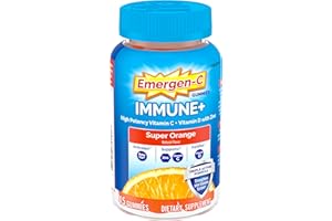 Emergen-C Immune+ Triple Action Immune Support Gummies, BetaVia (R), 1000mg Vitamin C, B Vitamins, Vitamin D and Antioxidants, Super Orange, Back to School Essentials - 45 Count