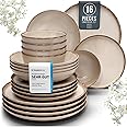 Earthenware dinnerware set 4 persons Rustic 16 pcs - Rustic design dinnerware set, dishwasher safe - Bowl and plate set - Pure Living dinnerware in beige…