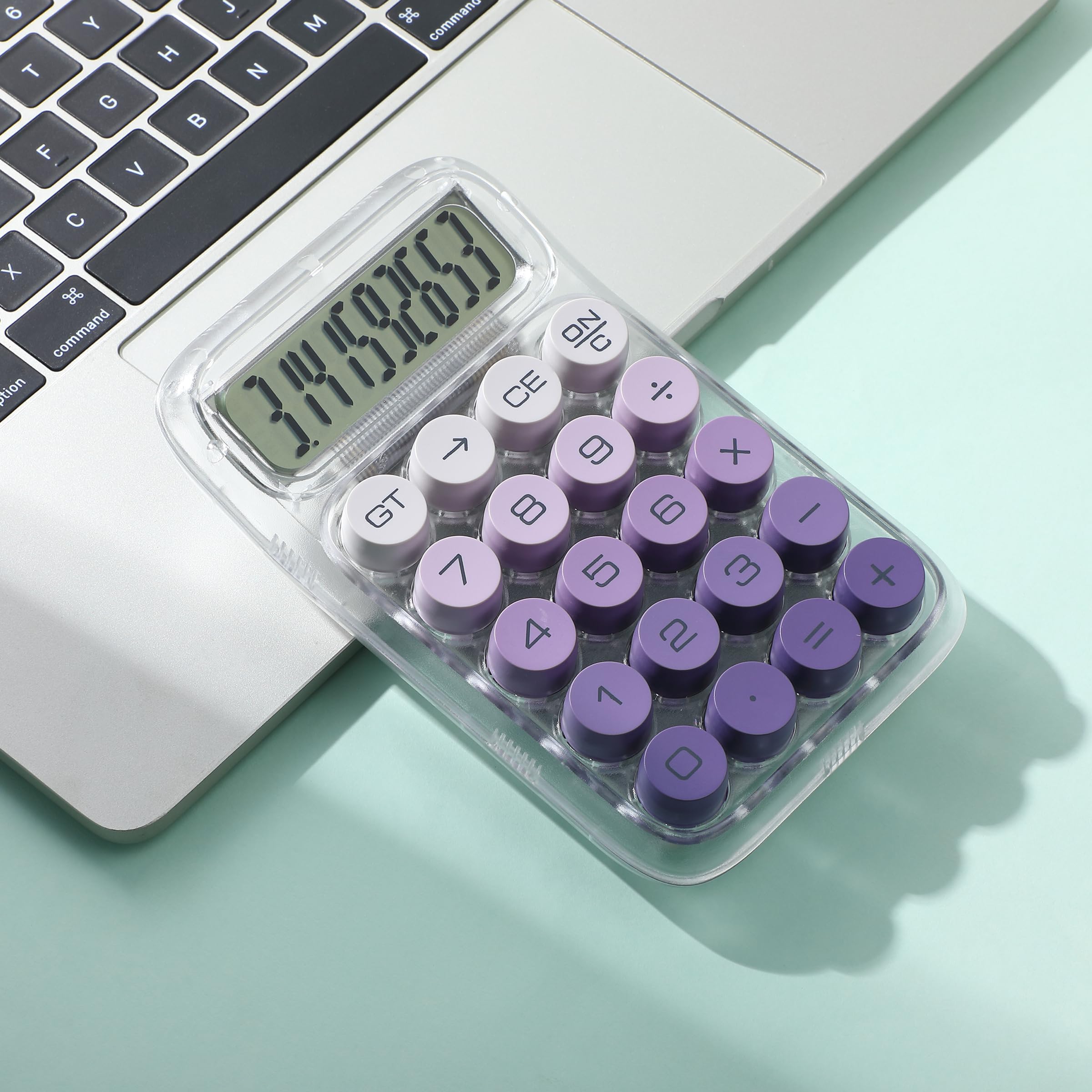 Mr. Pen- Mechanical Switch Calculator, 10 Digits, Purple, Transparent Body, Large LCD Display, Big Buttons, Desktop, Cute, Aesthetic