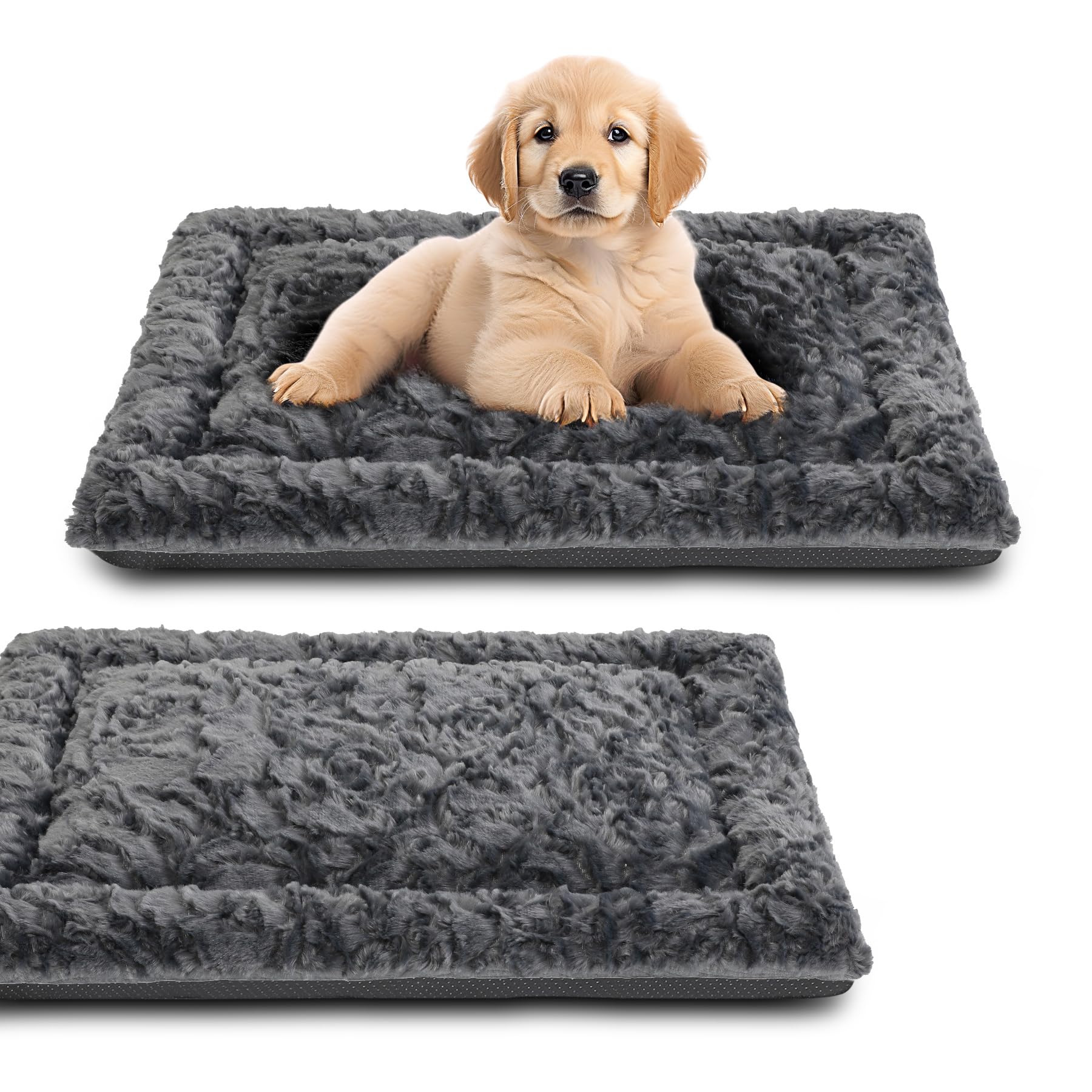 Photo 1 of 2 Pack Dog Bed for Large Medium Small Dogs,Reversible Rectangle Dog Bed,Washable Orthopedic Durable Sofa Bed for Pet Sleeping Puppy Cat-S-Grey