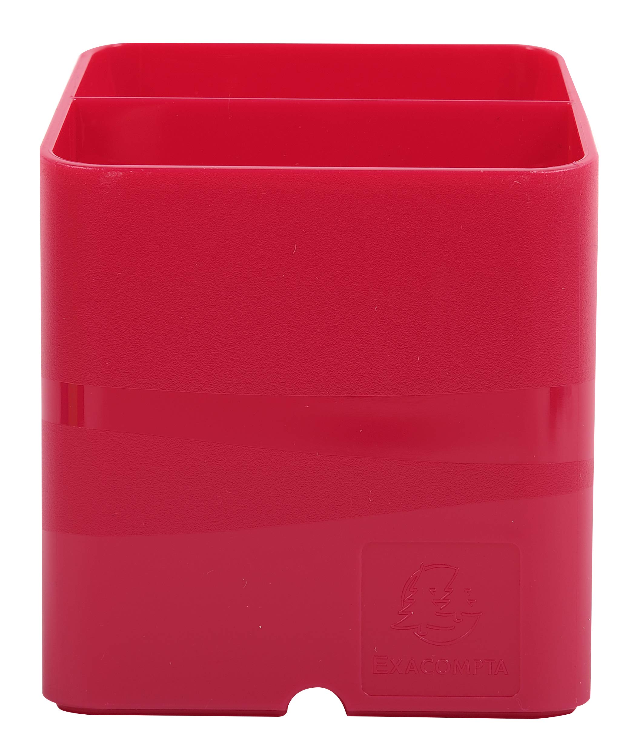 Exacompta - Ref 67784D_PAQ - Iderama Collection - Pen-Cube Pen Pot - 74 x 74 x 93mm in Size, Space-Saving Design, 2 Sections for Desk Organisation - Raspberry (Pack of 10)