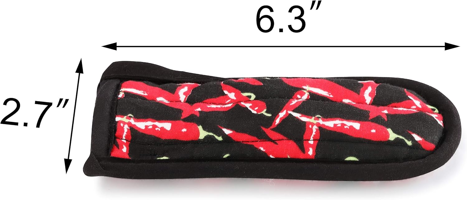 New Star Foodservice 1028744 Commercial-Grade Hot Skillet Handle Cover Holder, Hot Handle Holders/Mitts, Red Peppers Pan Cotton Handle Sleeve, Set of 6: Home & Kitchen