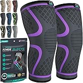 Modvel Compression Knee Brace for Women & Men, 2-Pack Knee Brace for Running Knee Pain, Knee Support Compression Sleeve, Workout Sports Knee Braces for Meniscus Tear, ACL & Arthritis Pain Relief