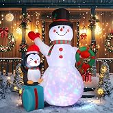 GIFTFIND 7FT Christmas Snowman Inflatables Decoration with LED Lights, Blow Up Outdoor Decoration for Christmas Party, Holiday Xmas Inflatables Present, Great Decor for Outhouse Lawn Yard Garden