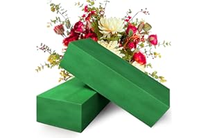 Max Shape Pack of 2 Large Size Floral Foam Blocks for Fresh and Artificial Flowers (9” L x 4” W), Wet Florist Foam Blocks for Wedding Holiday Decorations (2 Pack)
