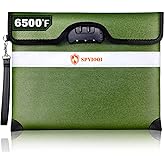 Upgraded 6500°F Fireproof Document Bag with Lock, Fireproof Money Bag for Cash w. Zipper/Reflective Strip, 10Layers of Heat Insulated Materials, Water Resistant Fireproof Bag for Documents, Fire Bag