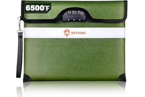 SPVIOQI Upgraded 6500°F Fireproof Document Bag with Lock, Fireproof Money Bag for Cash w. Zipper/Reflective Strip, 10Layers of Heat Insulated Materials, Water Resistant Fireproof Bag for Documents, Fire Bag