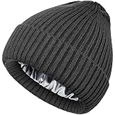 vidsel Satin Lined Wool Beanie Hat for Women Men Winter Cold, Warm Knit Fashion Cuffed Beanie Skull Cap Watch Cap