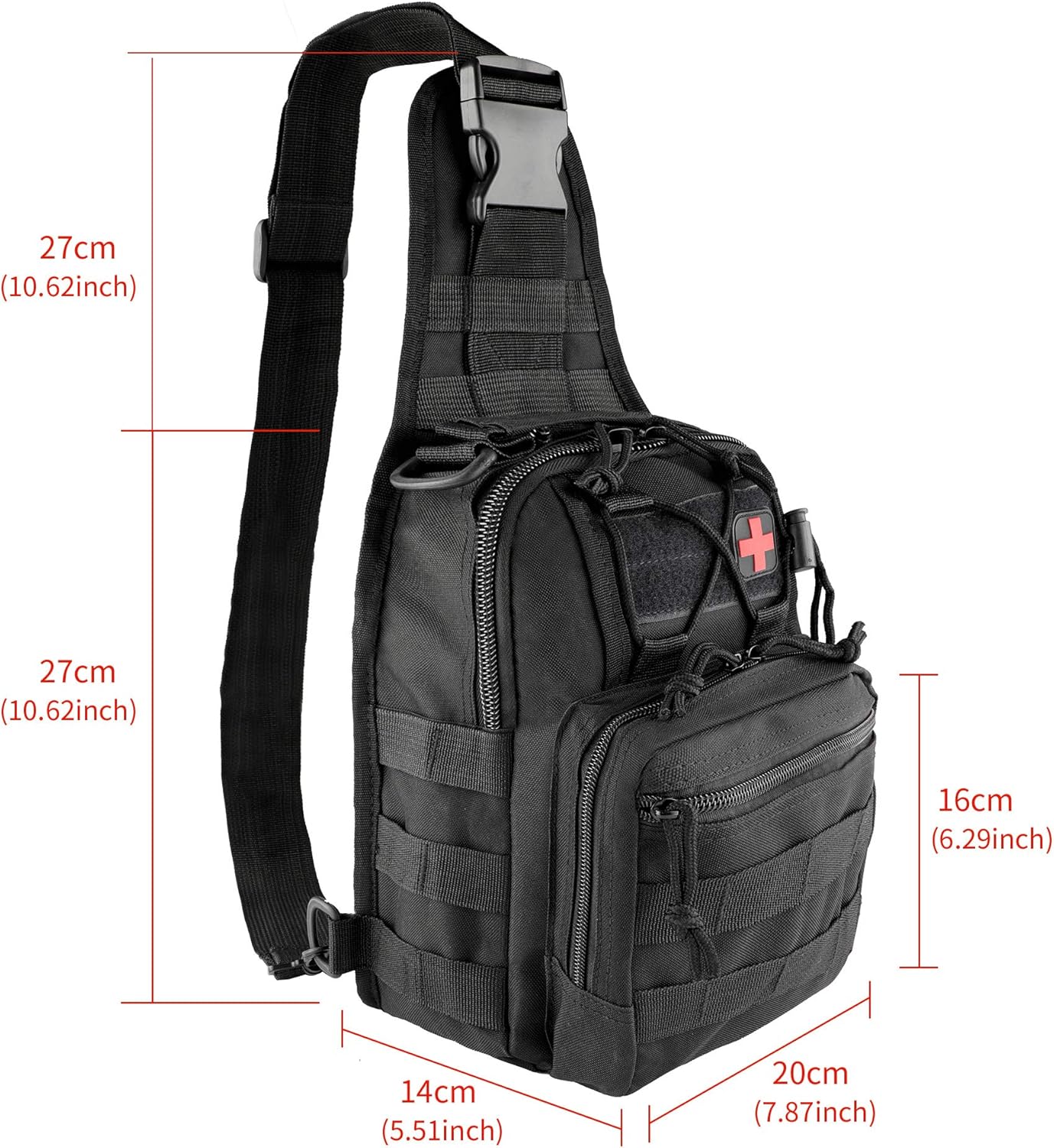Sun Sante Emergency Trauma Survival First Aid Kit, Military Tactical Sling Rover Shoulder Bag Pack, IFAK EDC Molle System Outdoor Gear for Camping Boat Hiking Home Car Earthquake and Adventures : Sports & Outdoors