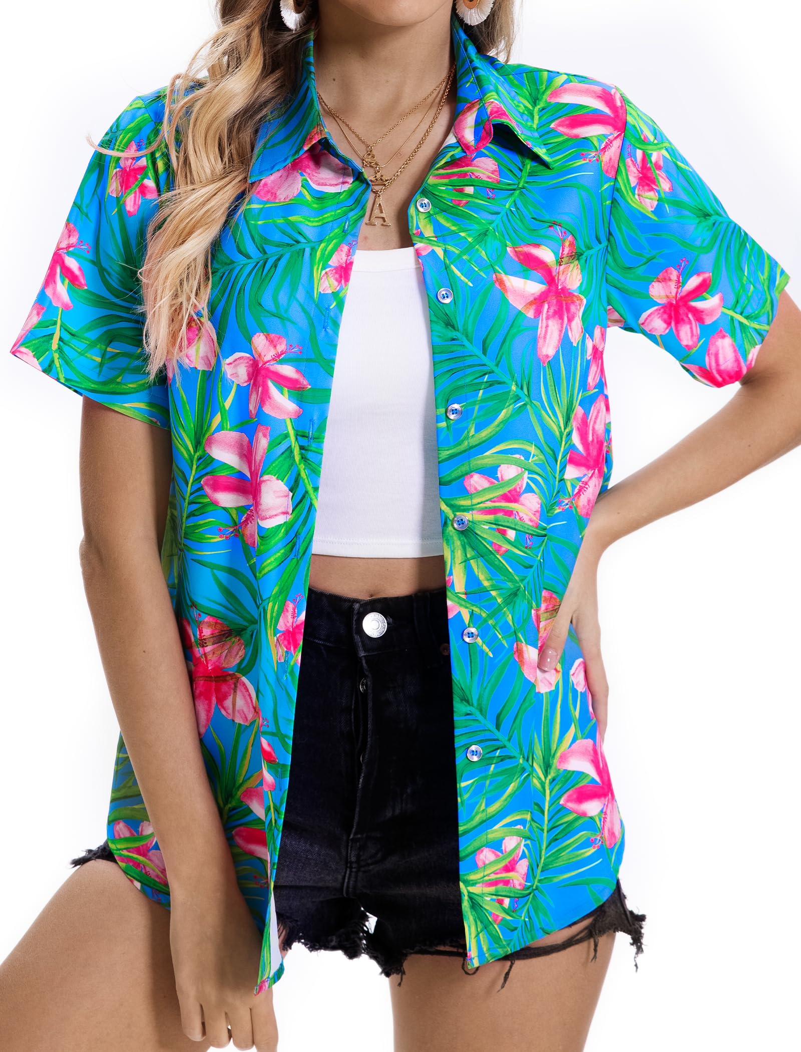 Hawaiian Shirts for Women, Summer Tropical Shirts