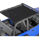 Alien Sunshade Jeep Wrangler TJ Sun Shade (1996-2006) & YJ (1987-1995) Jeep Wrangler Accessories, Full Length Mesh Sun Shade for TJ & YJ 2 Door, Blocks UV, Wind, Noise, Bikini Top Cover (Black)