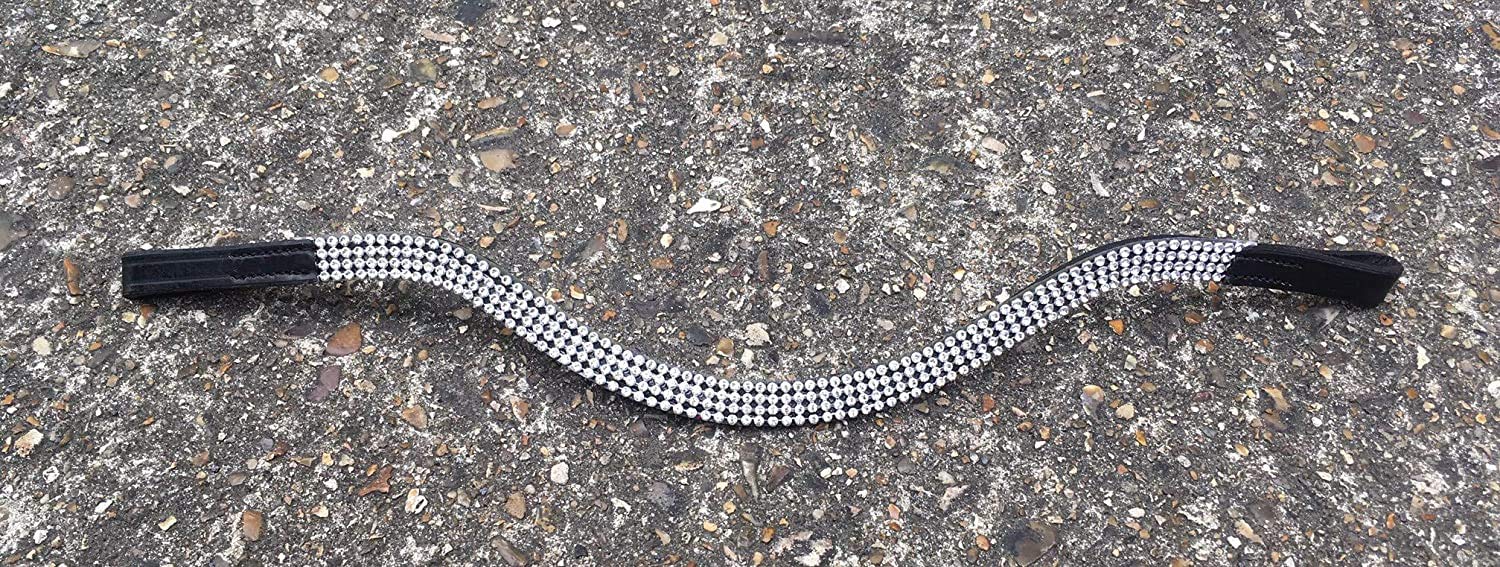 Cwell Equine U Shape Bling Clear Crystal Browband 4 Rows Choice of Size Brown (COB 15")