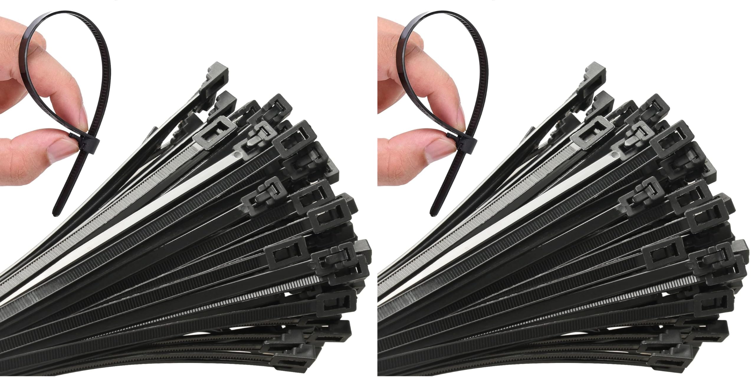 100Pcs 8 Inch Heavy Duty Industrial Zip Toes 40lbs Tensile Strength Releasable Black Tie Wraps Reusable Zip Toes Tie Straps For Garden Plant Secure Vine, Home Office (Pack of 2)