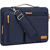 MOSISO 360 Protective Laptop Shoulder Bag,15-15.6 inch Computer Bags Compatible with MacBook Pro 16 inch, HP, Dell, Lenovo, Asus Notebook,Side Open Messenger Bag with 4 Zipper Pockets, Navy Blue