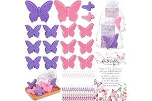 Dansib 50 Sets Butterfly Themed Baby Shower Favors Butterfly Soap with Thank You Cards Gift Bag for Guest Gender Reveal Party Decorations Baby Shower Game Prizes Wedding Favor(Pink and Purple)