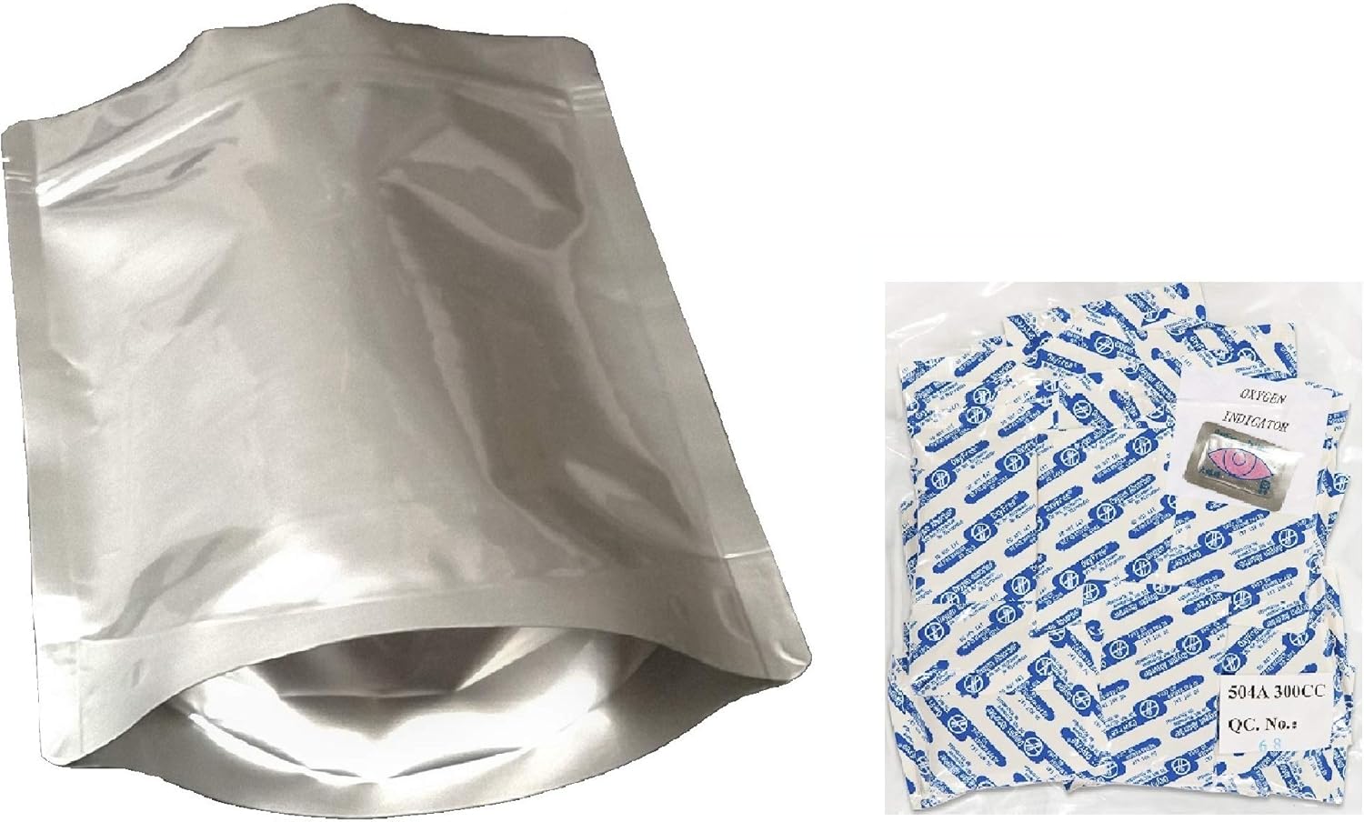 Pleasant Grove Farm 7 MIL Zip Lock Gusseted Heat Seal Mylar Bags Multiple Sizes WITH Oxygen Absorbers (50, 2 QUART 8 x 12 inch + 300cc Absorbers)