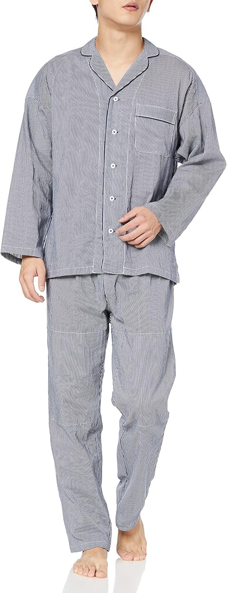 Amazon グンゼ パジャマ Kaiminnavi快眠ナビ 背 もも アウトラスト当て布付 長袖長パンツ Wガーゼ メンズ パジャマ 通販