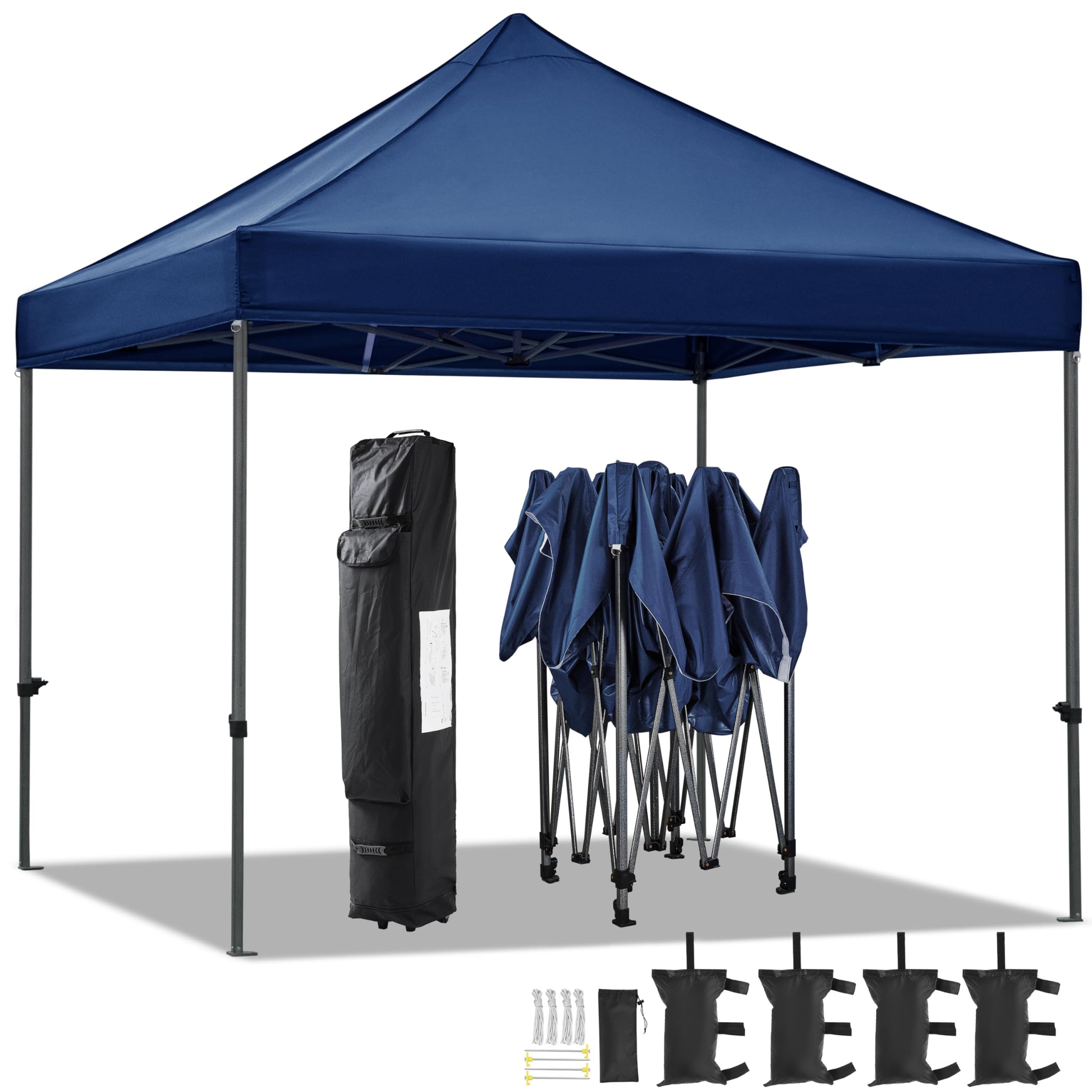 Photo 1 of ***USED***AS IS ***Yaheetech Canopy Tent, Commercial Instant Heavy Duty Canopy, 500D Waterproof Adjustable Canopy with Wheeled Carry Bag, 4 Sandbags and 4 Stakes (10x10, Navy Blue)