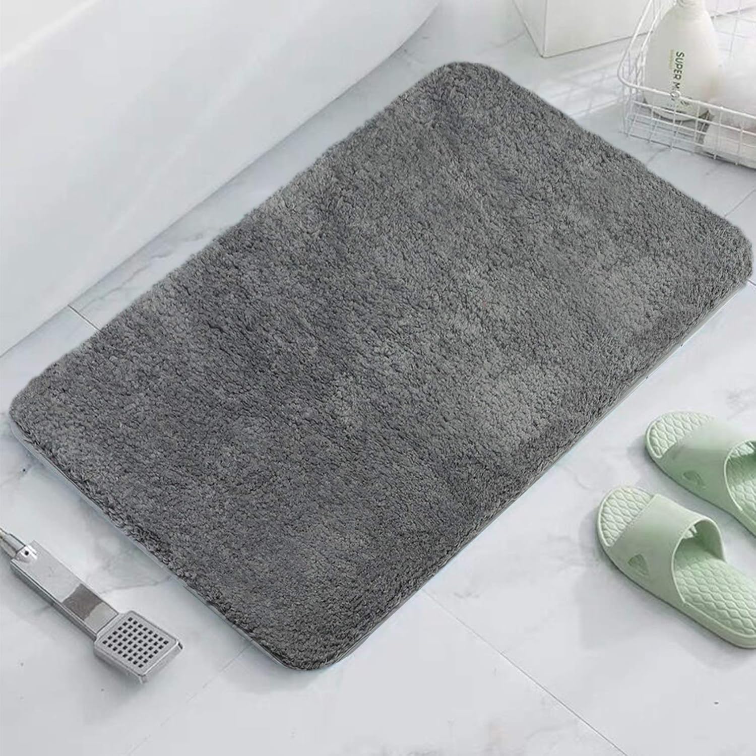 Soft Plush Bathroom Rug Bath Mat 20" x 32",Non-Slip Microfiber Fluffy Shaggy Water Absorbent Bath Rug Carpet,Machine Washable Rectangular Runner Area Rug Mats for Floor/Kitchen,Lava Grey: Home & Kitchen