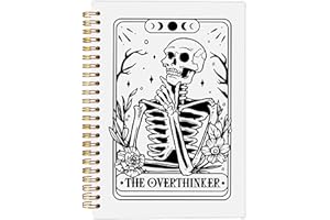 Ecezatik the Overthinker Tarot Card Notebook Journal, Gothic Goth Skull Notebook Journal, Witchy Journal, Goth Office Supplies, Witchy Stuff Spiral Notebook 5.5x8.3