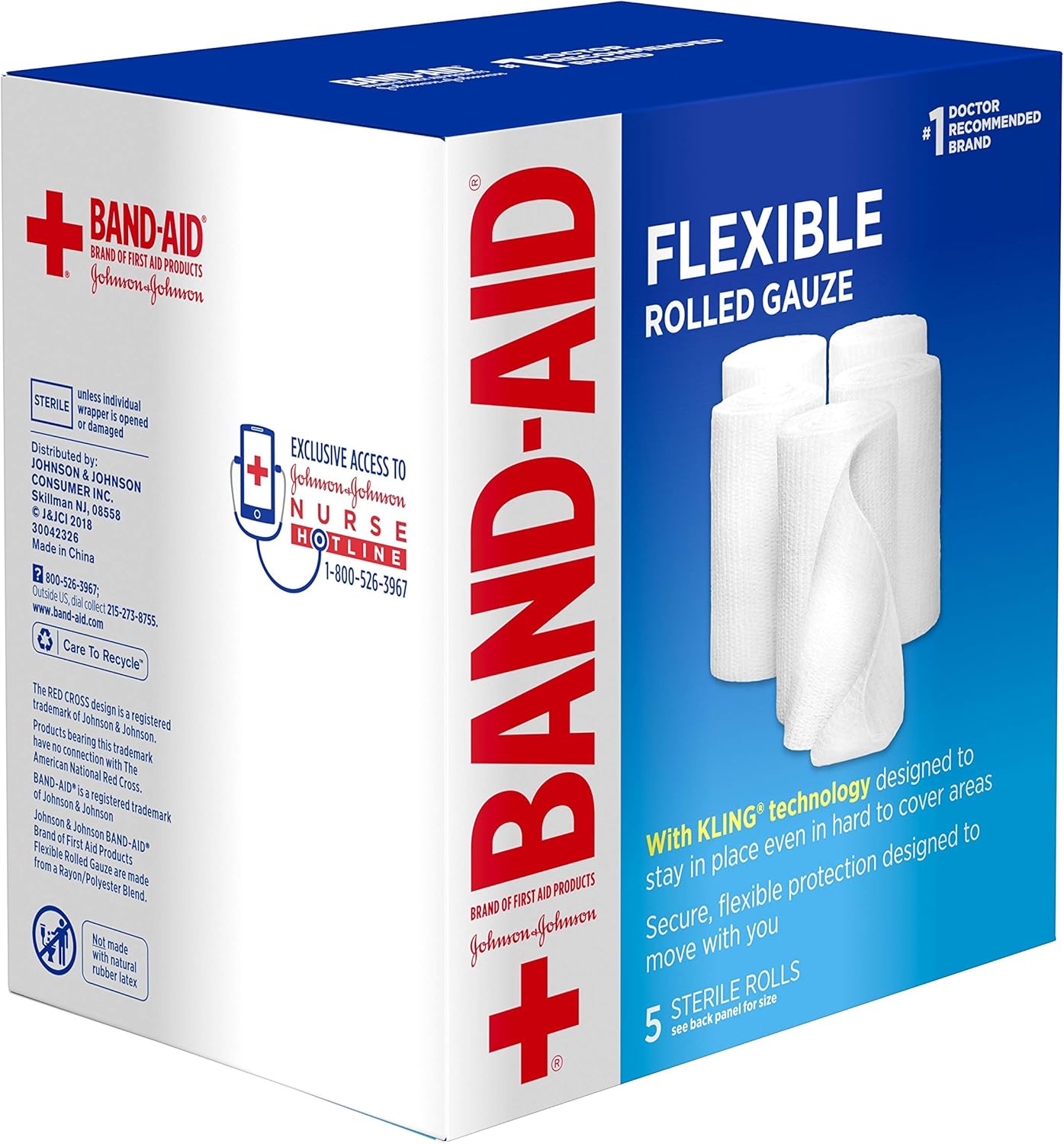 Band Aid Brand of First Aid Products Flexible Rolled Gauze Dressing for Minor Wound Care, Soft Padding and Instant Absorption, 3 Inches by 2.1 Yards, Value Pack 5 ct: Health & Personal Care
