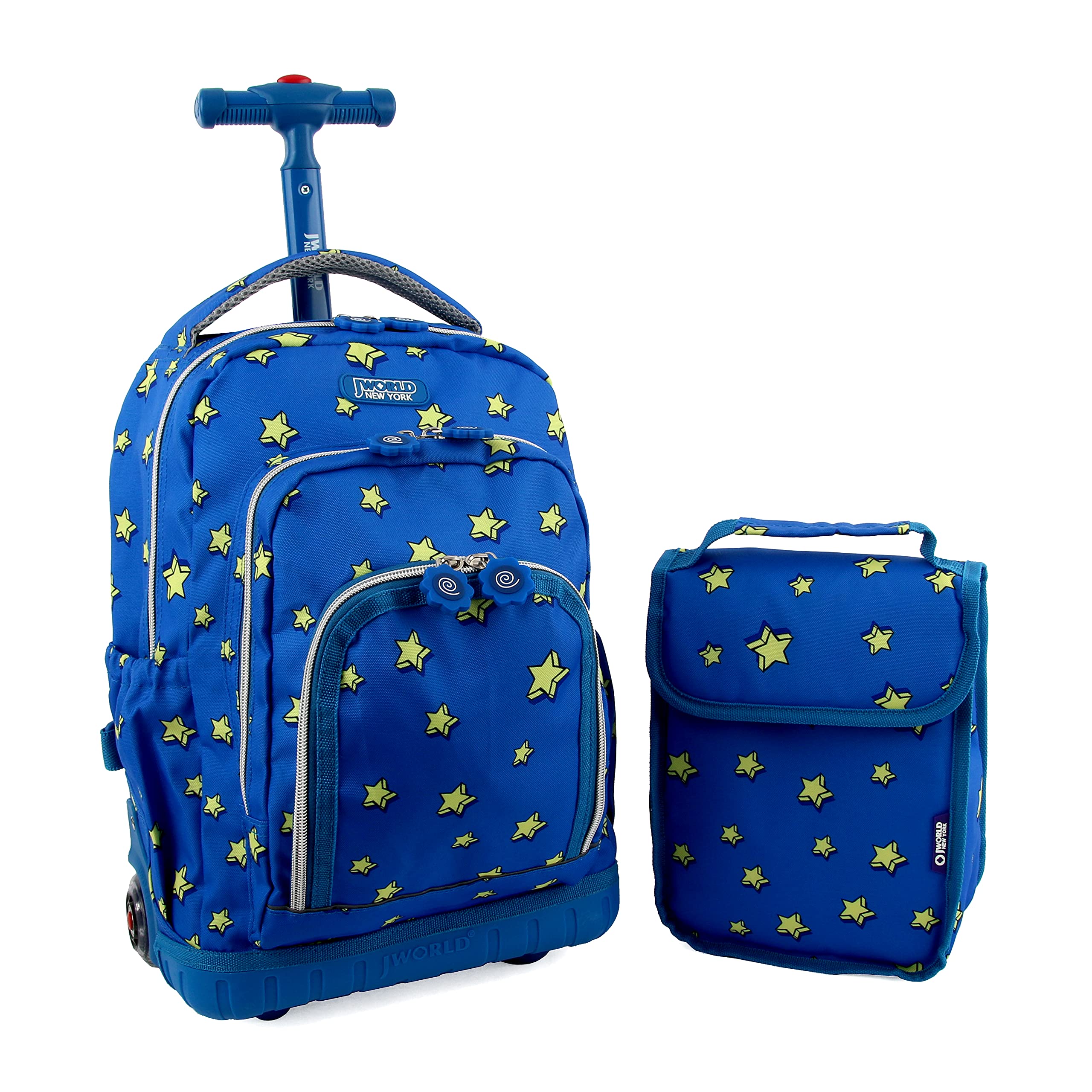 Photo 1 of J World Lollipop Kids Rolling Backpack & Lunch Bag Set for Elementary School. Carry-On Suitcase with Wheels, Little Stars