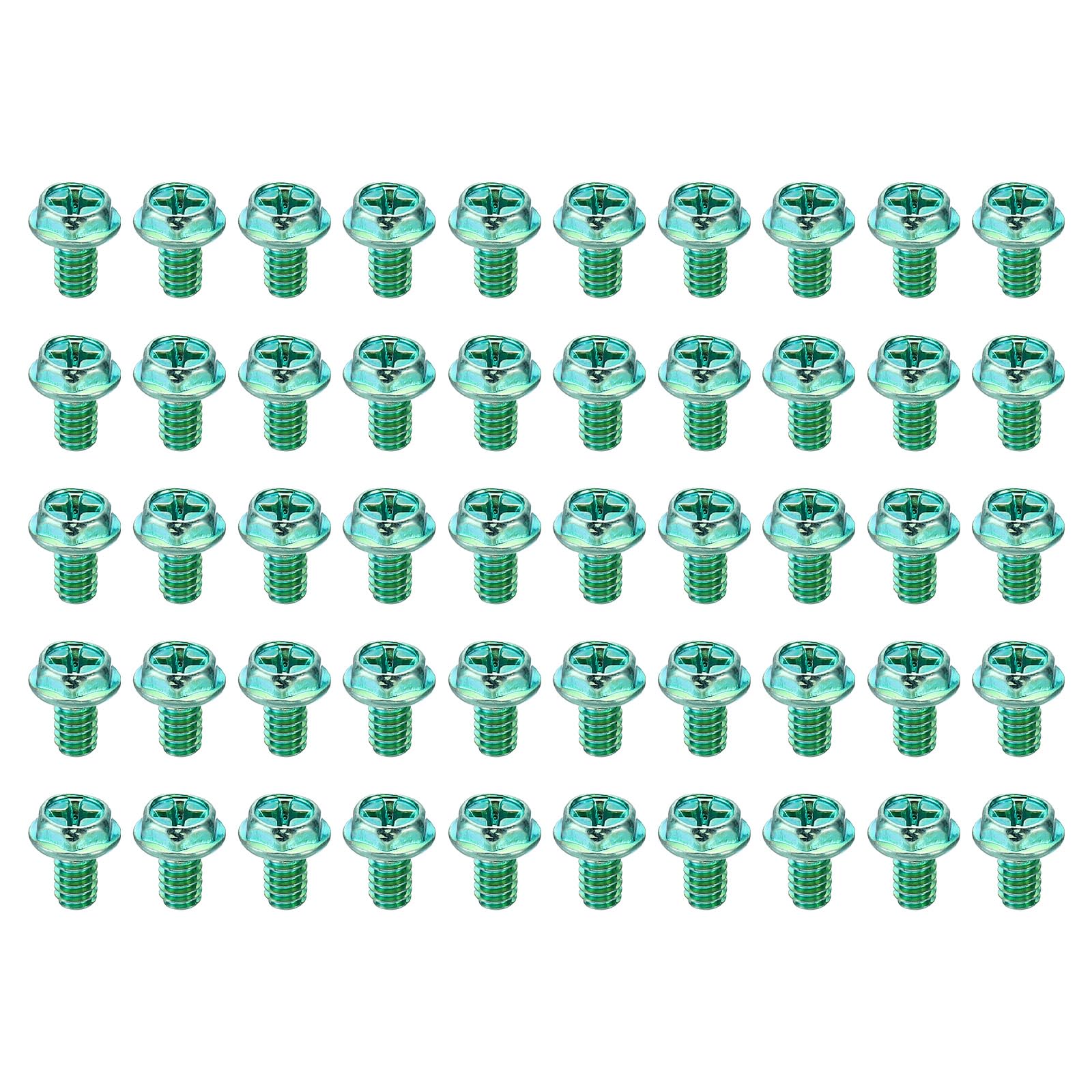 PATIKIL 5/32 x 1/4 Inch Thread Ground Screws, 50 Pack Green Electrical Grounding Screw Hex Phillips Head Flanged for Home Electrical Lamp