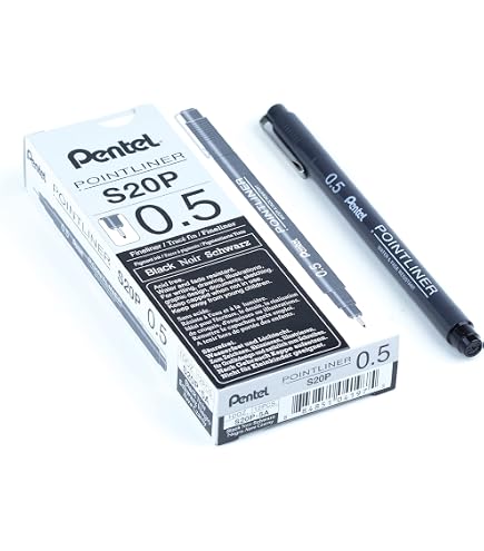 Lot 14 Stylos Pointliner Pentel S20P Pigment Liner - Pointe Fine Technique & Dessin (Noir, Sépia, Sanguine, Gris)