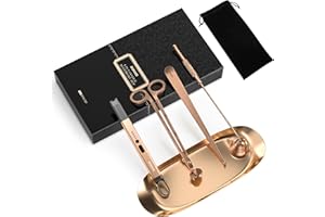 RONXS 5 in 1 Candle Accessory Set, Candle Wick Trimmer Cutter, Candle Electric Lighter, Candle Snuffer Extinguisher, Wick Dipper with Gift Package for Candle Lovers, Gift for Her(Copper)