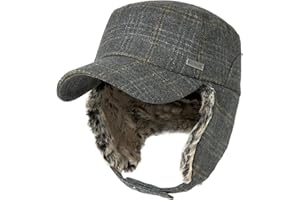 TOP-EX Oversized XL/XXL Unisex Winter Trapper Military Hat Faux Fur Earflaps Quilted Lined Baseball Cap