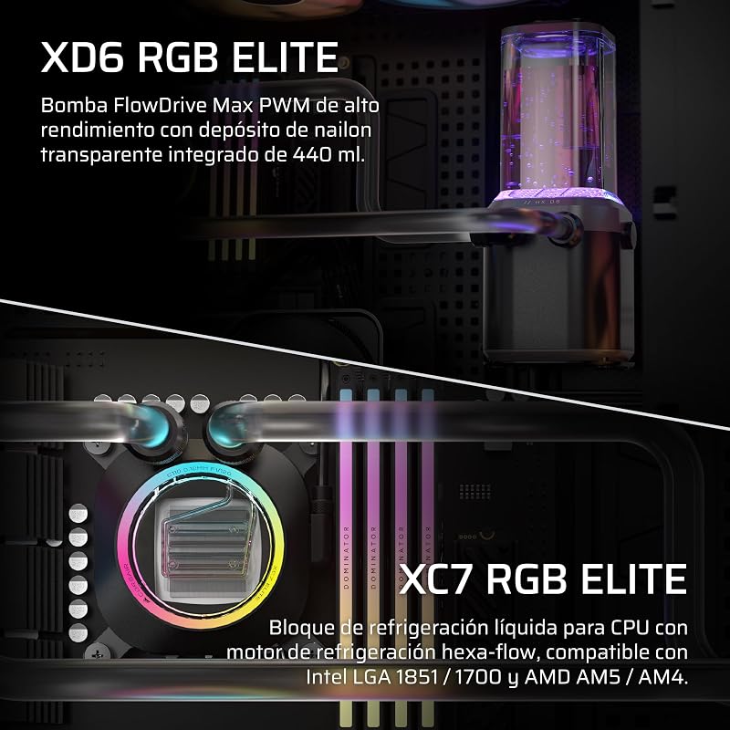Kit de Arrefecimento Personalizado iCUE Link XH505i RX360 RGB – Bloco de Arrefecimento Líquido XC7 Elite, Bomba e Depósito XD6 Elite, 3 RX120 RGB, Radiador XR5 de 360mm, Centro de Sistema - Preto